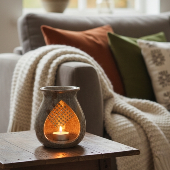 NWT Vintage Soapstone Cut-Out Design Oil Burner - Picture 1 of 13